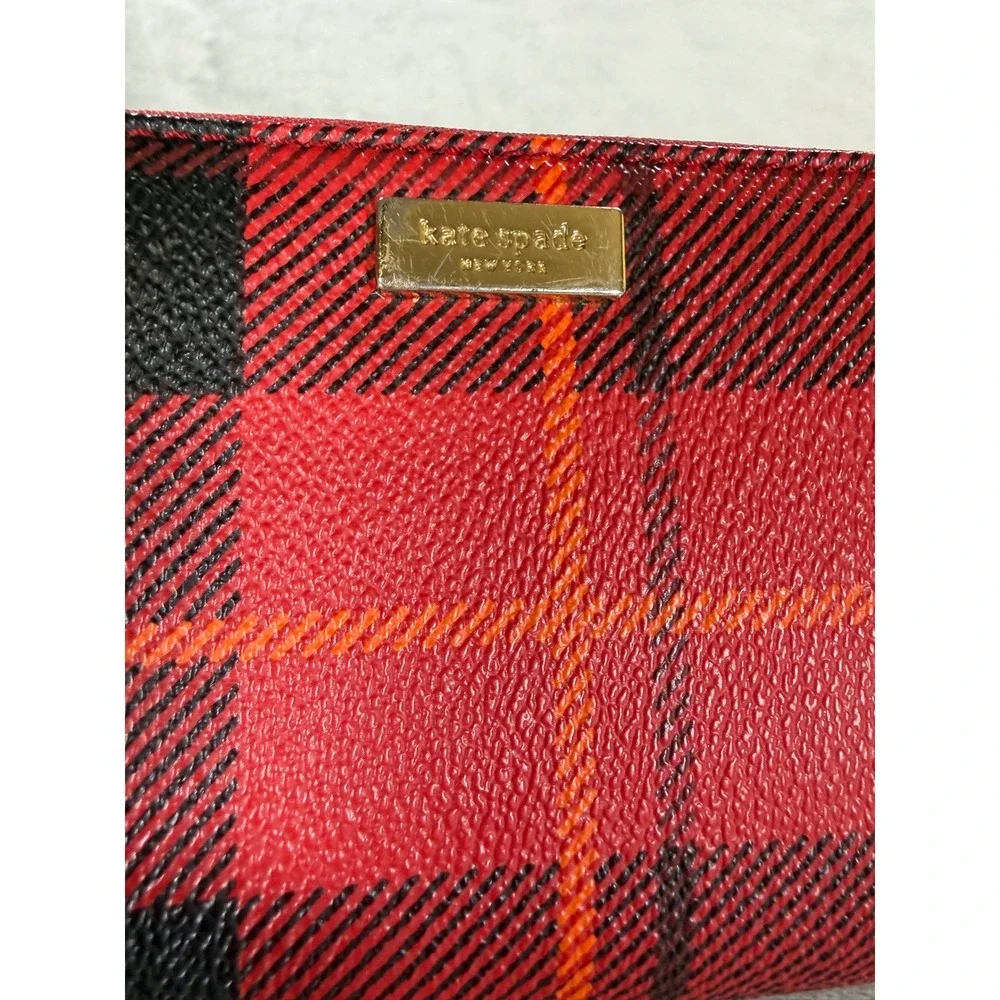 Kate Spade Red Black Plaid Tartan Holiday Christmas Lacey Cameron Street Wallet